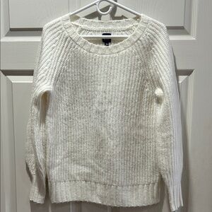 GAP Ivory Textured Crew Neck Sweater